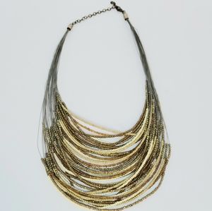 Gold Beaded Metal String Necklace